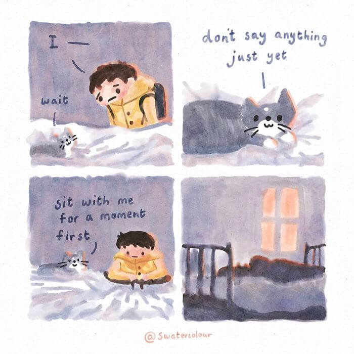 Artist Draws Watercolor Comics Of A Cat Giving The Comforting Mental Health Advice And The Results Are Amazing12 -Artist Draws Watercolor Comics Of A Cat Therapist Giving Comforting Mental Health Advice