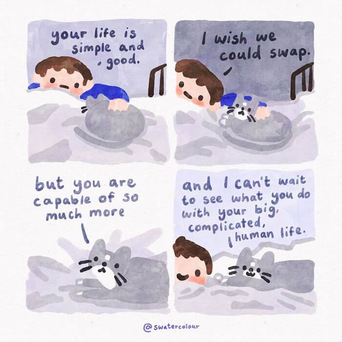 Artist Draws Watercolor Comics Of A Cat Giving The Comforting Mental Health Advice And The Results Are Amazing20 -Artist Draws Watercolor Comics Of A Cat Therapist Giving Comforting Mental Health Advice
