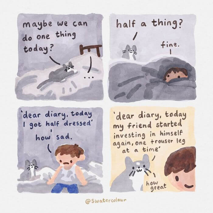 Artist Draws Watercolor Comics Of A Cat Giving The Comforting Mental Health Advice And The Results Are Amazing3 -Artist Draws Watercolor Comics Of A Cat Therapist Giving Comforting Mental Health Advice