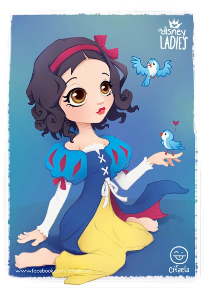 Artist Turned Her Beloved Disney Girls Into A More Adorable Version And The Result Is Incredible 11 -Artist Reimaged 12 Beloved Disney Ladies, And The Result Is Super Cute