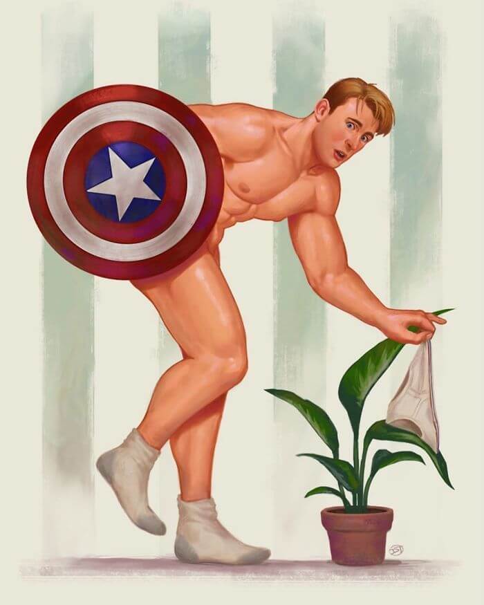 Male Superheroes Illustrated In Classic Pin Up Style The Results Are Hilarious 4 -12 Male Superheroes Illustrated In Classic Pin-Up Style, The Results Are Hilarious!