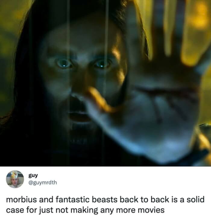 24 Hilarious Roasts From Fans That Can Ease Your Hate Against Morbius 14 -24 Hilarious Roasts From Fans That Can Ease Your Hate Against 'Morbius'