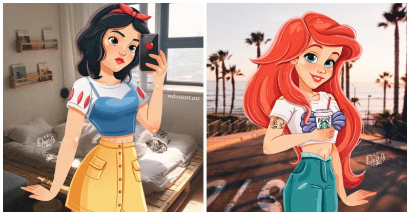 2437 -Lovely Fanarts Of Disney Princesses Wearing Modern Clothes