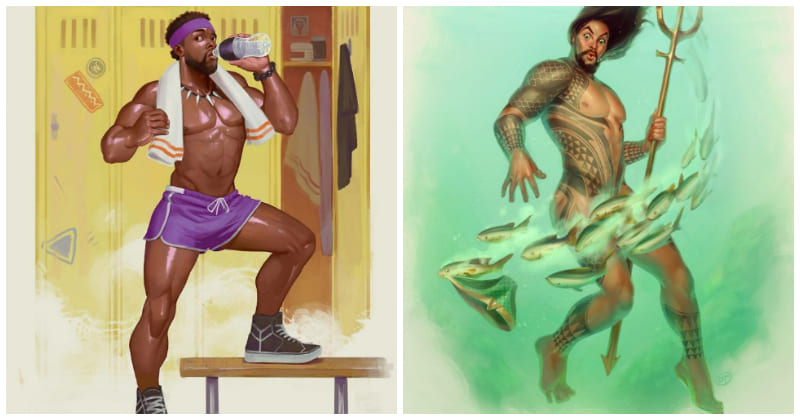 2438 -12 Male Superheroes Illustrated In Classic Pin-Up Style, The Results Are Hilarious!