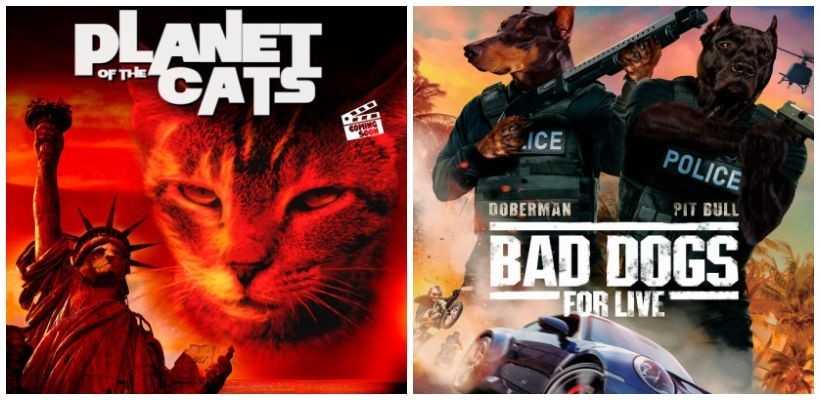 2478 -Artist Replaces Actors With Cats And Dogs In Movie Posters, And The Results Are Humorous
