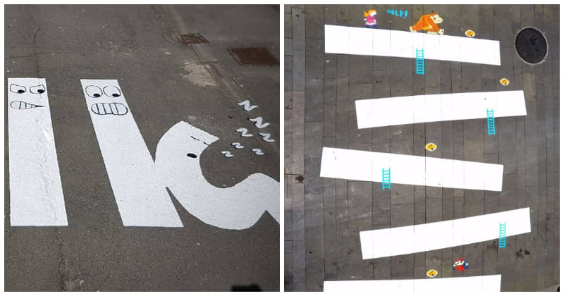 3304 -Artist Makes French Streets More Entertaining By Turning Crosswalks Into Works Of Art