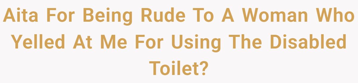 Aita For Being Rude To A Woman Who Yelled At Me For Using The Disabled Toilet?