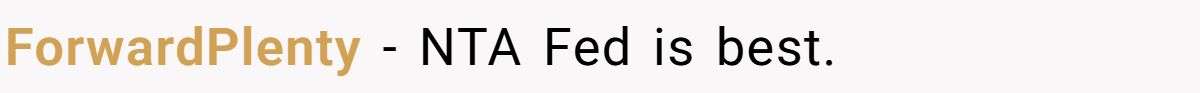 ForwardPlenty − NTA Fed is best.