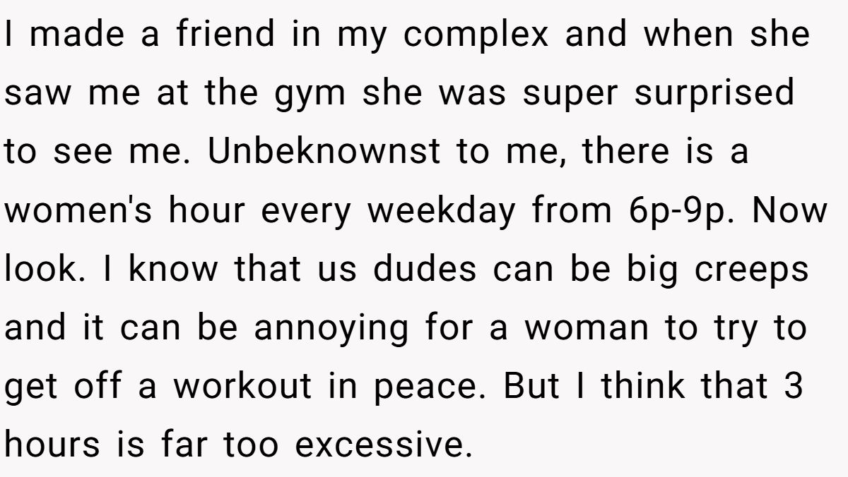 Man Goes To Gym During “Women’s Hour” At His Apartment—Gets Confronted And Told To Leave Generated by Aubtu.biz