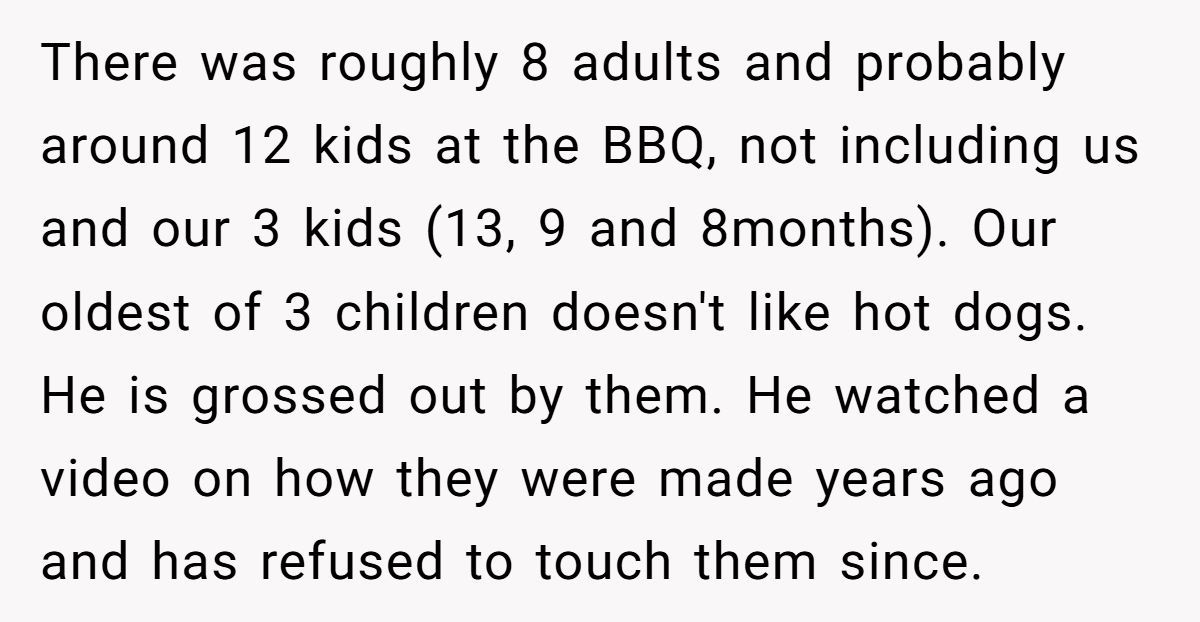 Mom Swaps Hot Dog For Burger At BBQ So Her Son Can Eat—Host Says She’s Banned From Future Parties Generated by Aubtu.biz