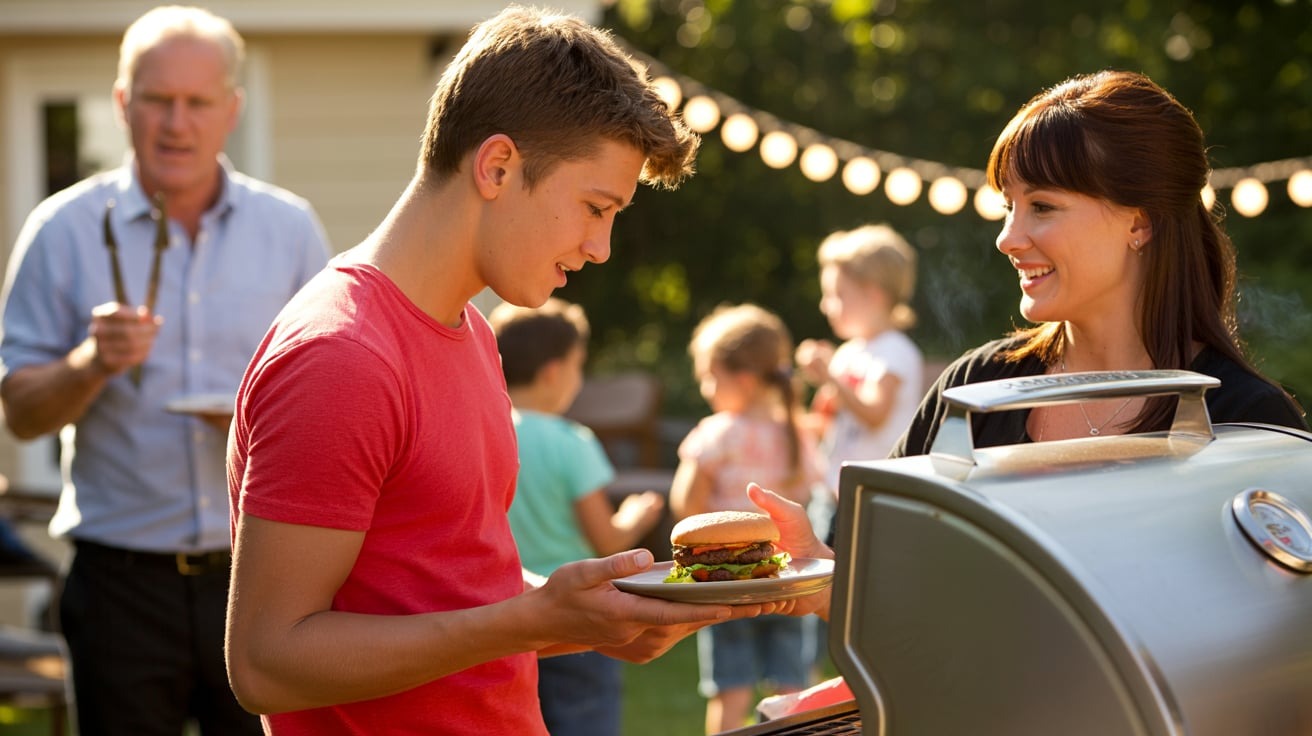 Mom Swaps Hot Dog For Burger At BBQ So Her Son Can Eat—Host Says She’s Banned From Future Parties Mom Swaps Hot Dog For Burger At BBQ So Her Son Can Eat—Host Says She’s Banned From Future Parties