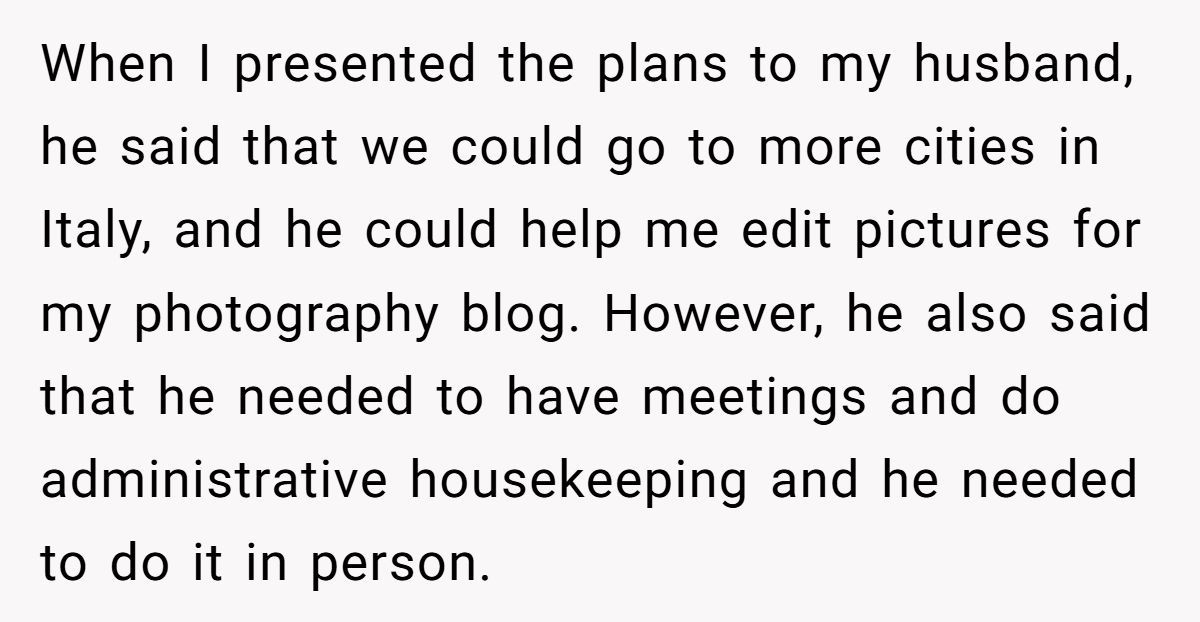 Husband Snaps After Wife Suggests More Cities On Their Trip—Then She Compares Him To Her Wealthy Ex Generated by Aubtu.biz