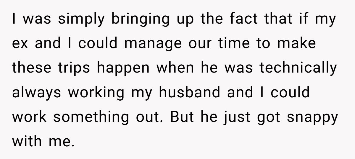 Husband Snaps After Wife Suggests More Cities On Their Trip—Then She Compares Him To Her Wealthy Ex Generated by Aubtu.biz