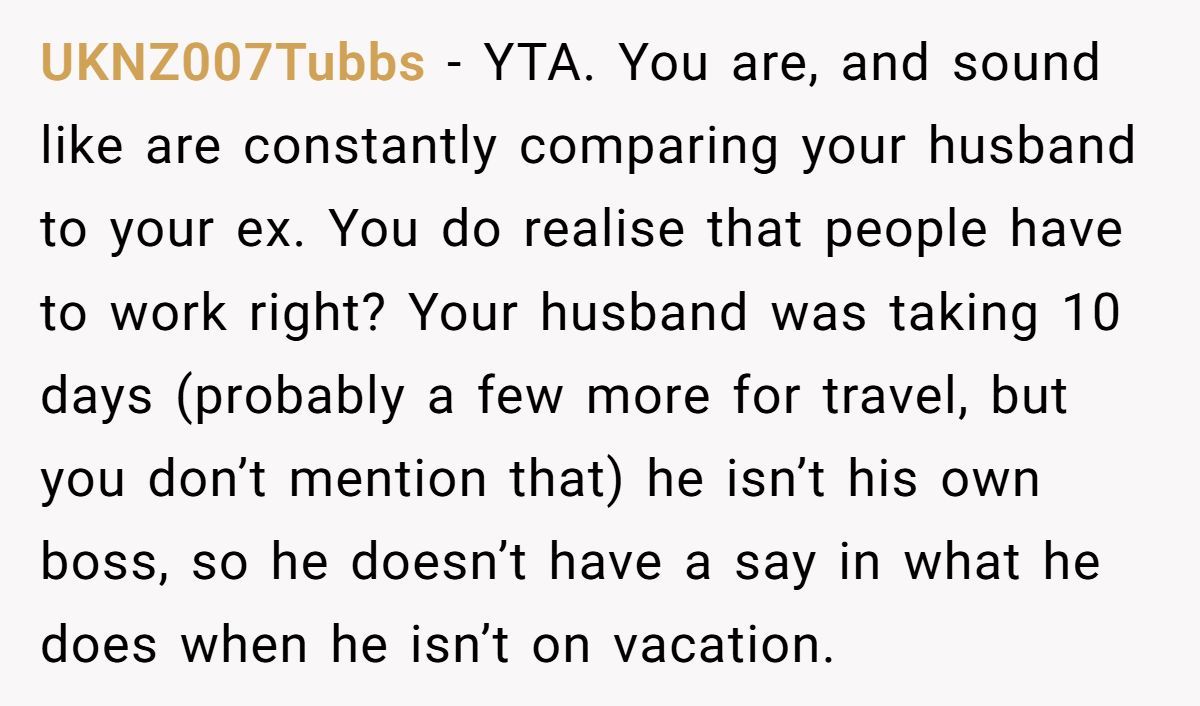 Husband Snaps After Wife Suggests More Cities On Their Trip—Then She Compares Him To Her Wealthy Ex Generated by Aubtu.biz