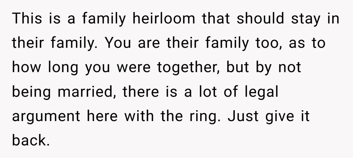 Ring Of Remembrance: Was Keeping Late Fiancé’s Heirloom A Heartfelt Stand Or A Family Feud Fumble?