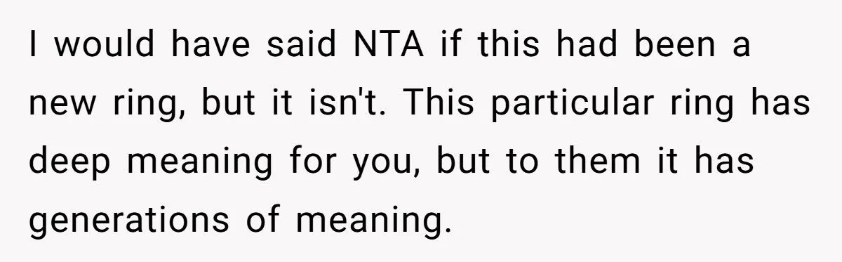 Ring Of Remembrance: Was Keeping Late Fiancé’s Heirloom A Heartfelt Stand Or A Family Feud Fumble?