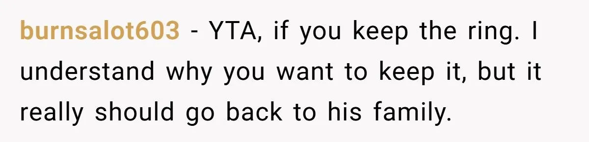 Ring Of Remembrance: Was Keeping Late Fiancé’s Heirloom A Heartfelt Stand Or A Family Feud Fumble?