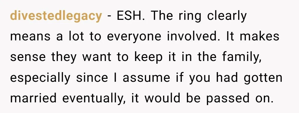 Ring Of Remembrance: Was Keeping Late Fiancé’s Heirloom A Heartfelt Stand Or A Family Feud Fumble?