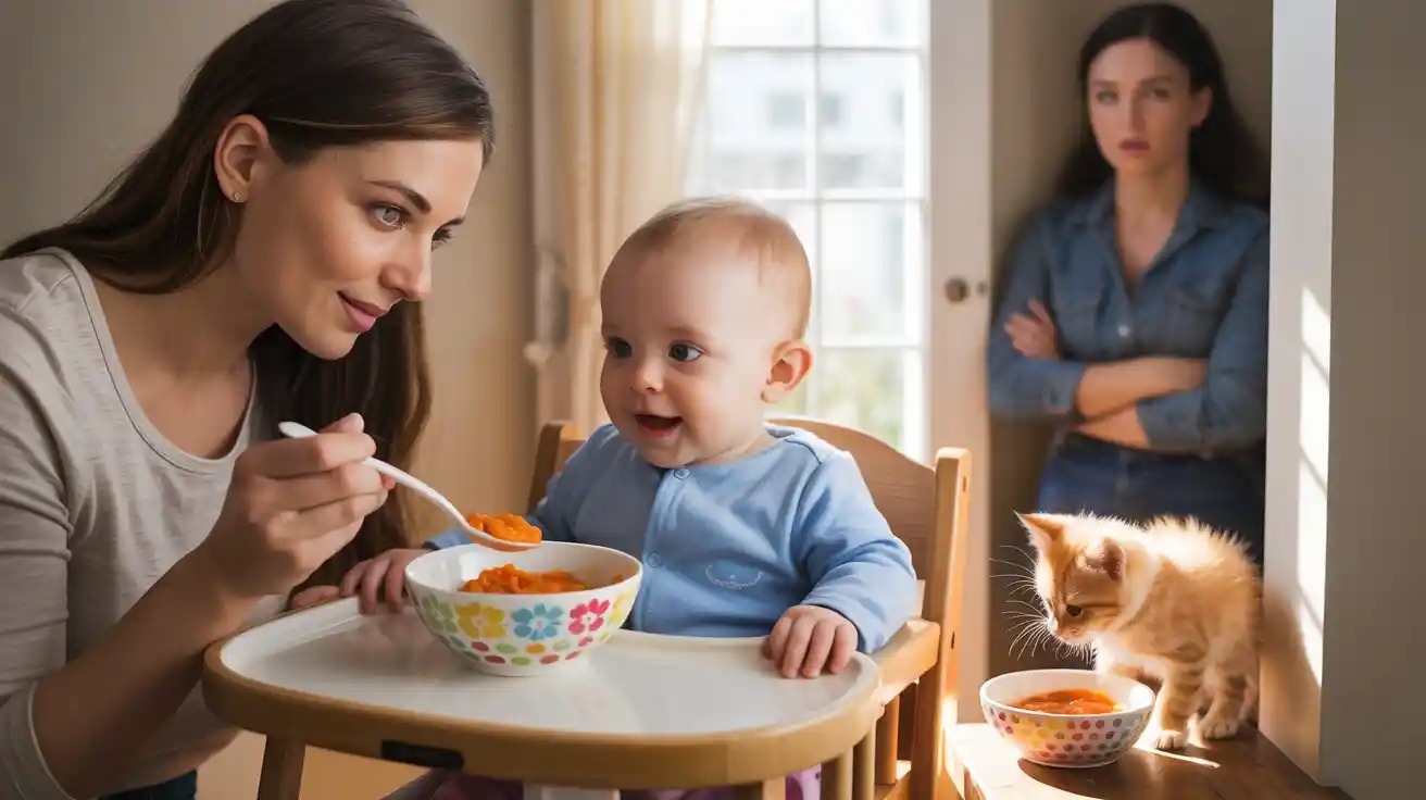 Woman Accused of Being ‘Disgusting’ for Feeding Baby and Cat from Same Type of Bowl