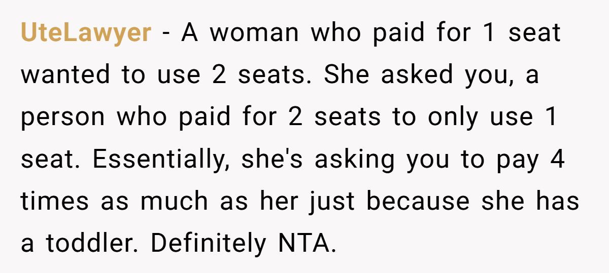 Woman Called Selfish For Refusing To Give Up Her Paid Extra Seat To A Toddler Just Because She’s Fat Generated by Aubtu.biz
