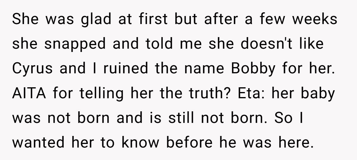Mom-To-Be Wants To Name Baby After Grandpa—Sister Says “He Hated That Name” And Now She’s Furious Generated by Aubtu.biz