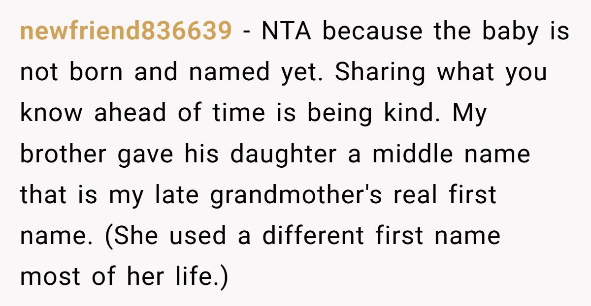 Mom-To-Be Wants To Name Baby After Grandpa—Sister Says “He Hated That Name” And Now She’s Furious Generated by Aubtu.biz