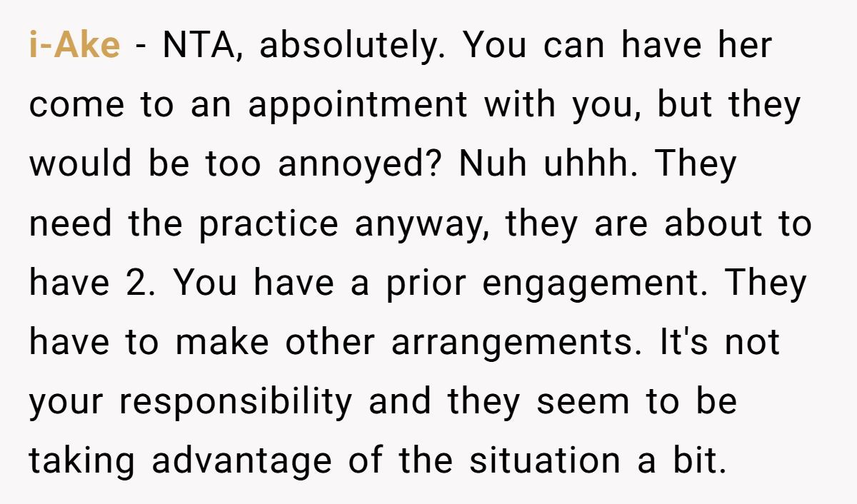 Pregnant Woman Refuses To Babysit Niece So She Can Go To Her Own Appointment—SIL Says She's Selfish Generated by Aubtu.biz