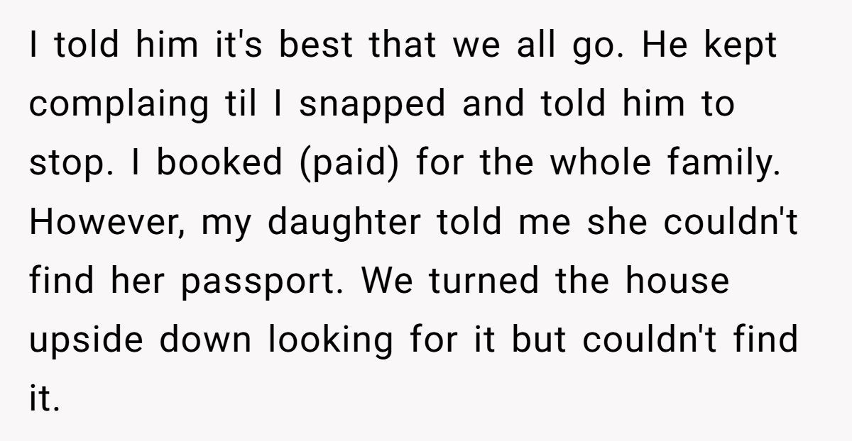 Mom Cancels Entire Vacation After Discovering Husband Hid Her Daughter’s Passport Generated by Aubtu.biz
