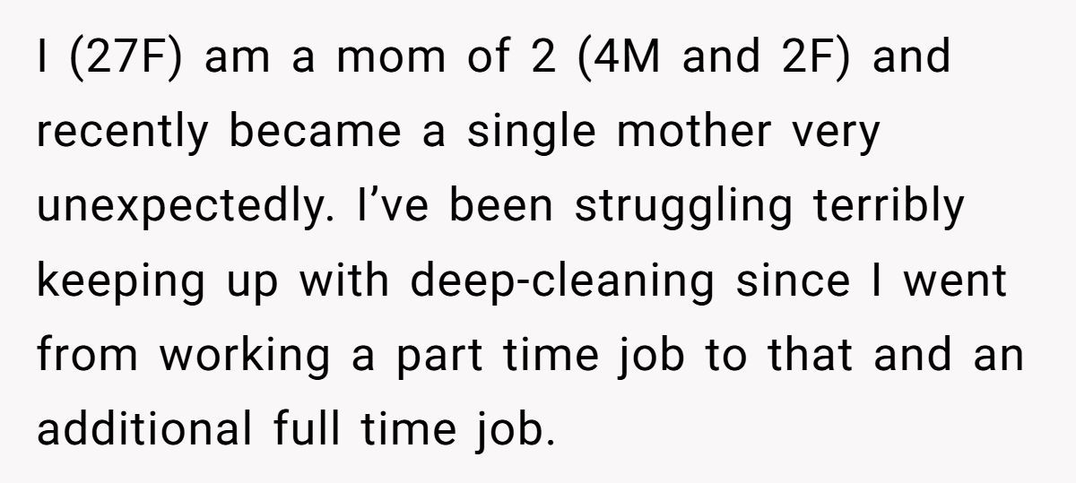Mom Hires Cleaner To Help During Tough Times But Cleaner Refuses To Clean ‘Kid Messes’ And Complains Instead Generated by Aubtu.biz