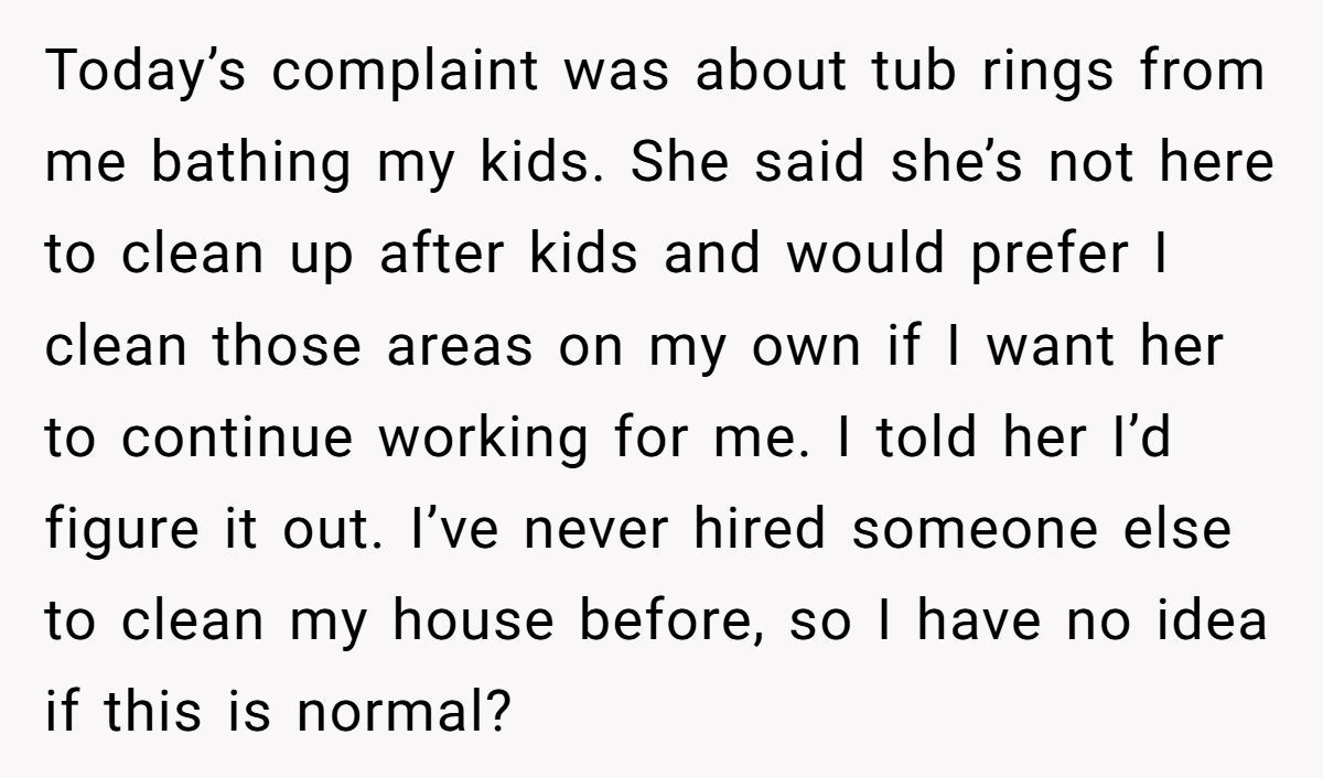Mom Hires Cleaner To Help During Tough Times But Cleaner Refuses To Clean ‘Kid Messes’ And Complains Instead Generated by Aubtu.biz