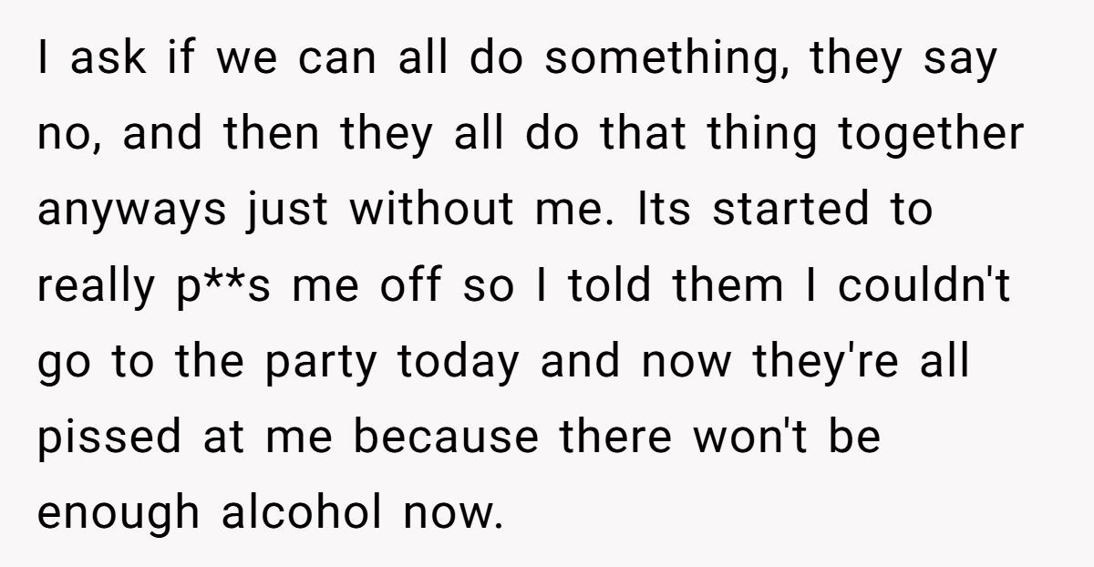 Woman Cancels Her NYE Party Plans Last-Minute After Being Left Out By Friends Again And Again Generated by Aubtu.biz