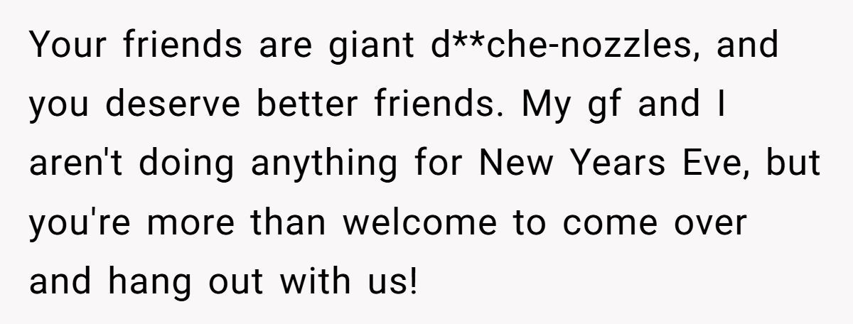 Woman Cancels Her NYE Party Plans Last-Minute After Being Left Out By Friends Again And Again Generated by Aubtu.biz