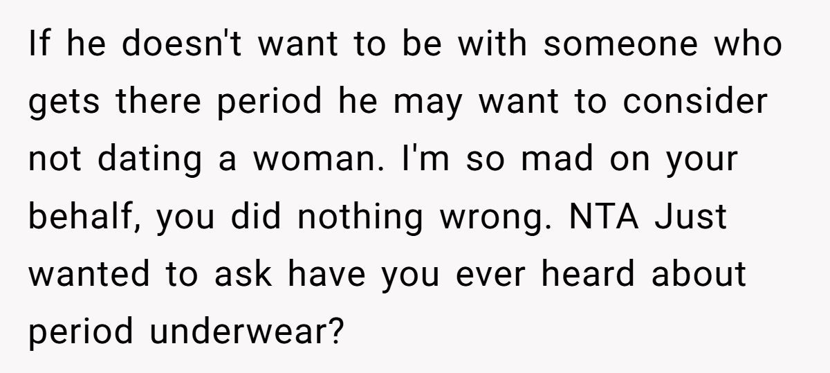 Boyfriend Calls Girlfriend “Gross” For Sleeping In Period Underwear, Then Demands She Stop Having Periods Generated by Aubtu.biz