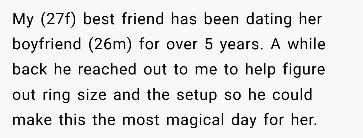 Friend Discovers Boyfriend’s Proposal Will Exclude Her Bestie’s Family—Keeps Wondering If She Should Intervene Generated by Aubtu.biz