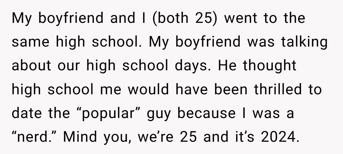 Woman Proves Boyfriend Wrong After He Insists “Nerds” Always Cared About Popular Kids In High School Generated by Aubtu.biz