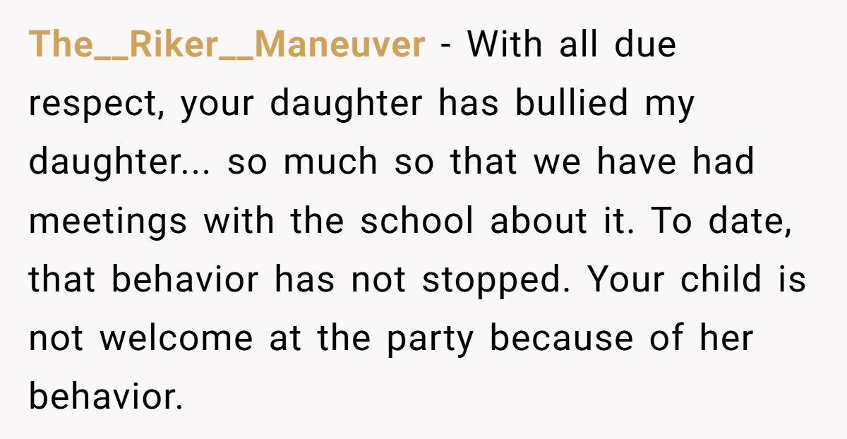 Mother Refuses To Invite Daughter’s Unkind Classmate To Party, Faces Accusations Of Acting The Same Way Generated by Aubtu.biz