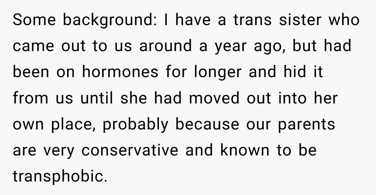 Woman Promises To Support Trans Sister, Then Bans Her From Wedding When Parents Threaten To Pull Wedding Funding Generated by Aubtu.biz