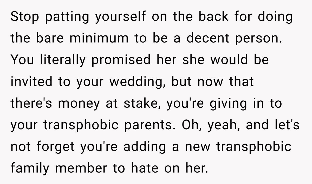 Woman Promises To Support Trans Sister, Then Bans Her From Wedding When Parents Threaten To Pull Wedding Funding Generated by Aubtu.biz