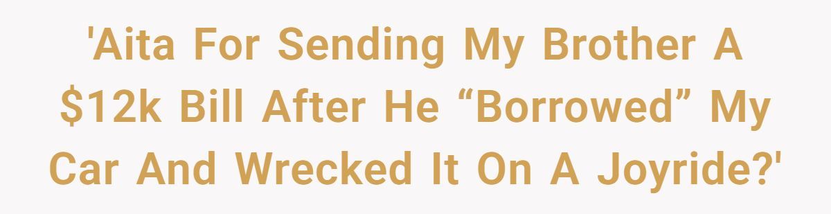 Woman Sends Brother $12K Bill After He Steals And Wrecks Her Dream Car Generated by Aubtu.biz