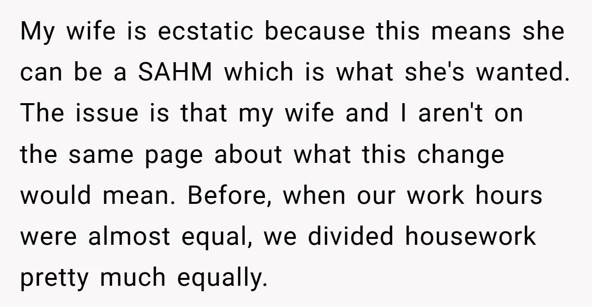 Husband Refuses 50/50 Chores If Wife Quits Job To Stay Home With Kids Generated by Aubtu.biz