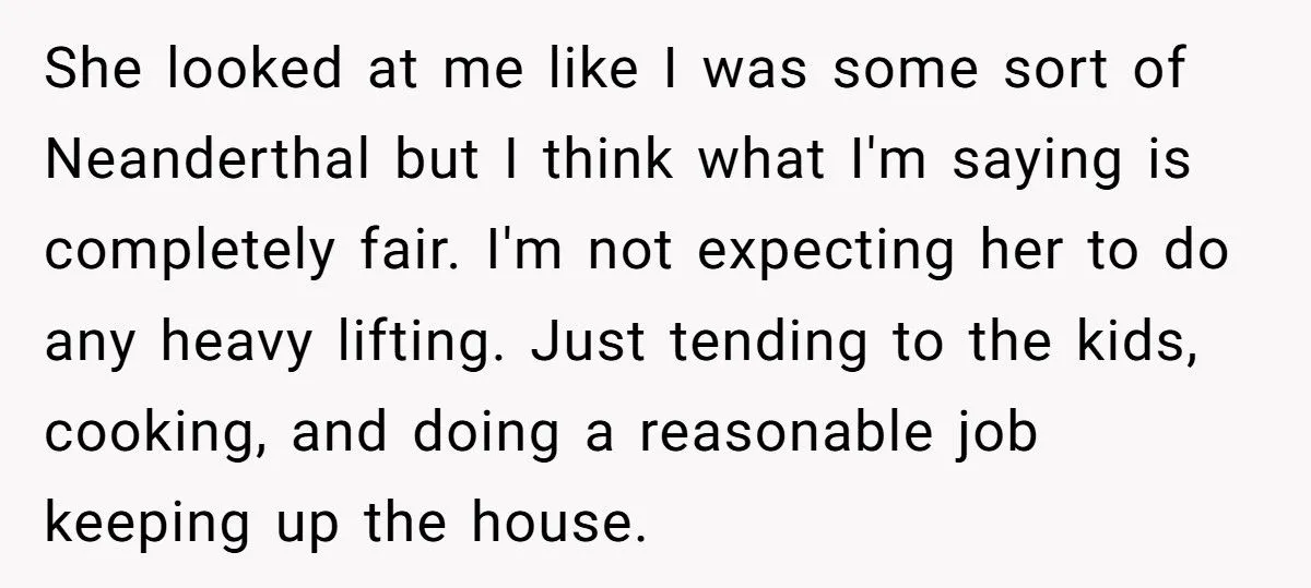 Husband Refuses 50/50 Chores If Wife Quits Job To Stay Home With Kids Generated by Aubtu.biz