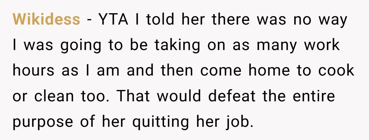 Husband Refuses 50/50 Chores If Wife Quits Job To Stay Home With Kids Generated by Aubtu.biz