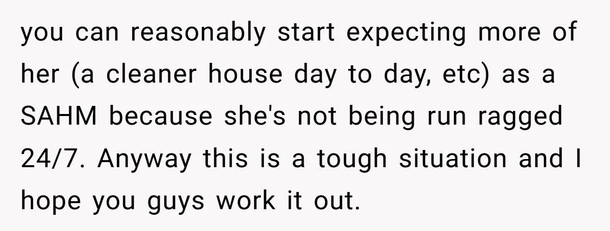 Husband Refuses 50/50 Chores If Wife Quits Job To Stay Home With Kids Generated by Aubtu.biz