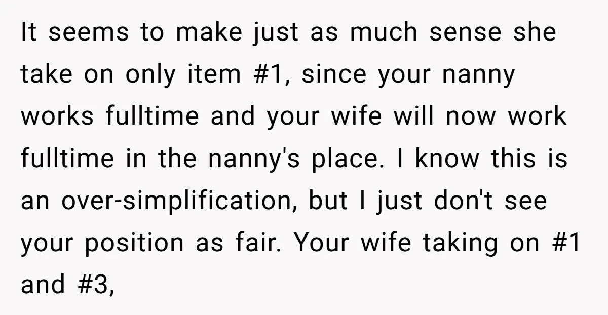 Husband Refuses 50/50 Chores If Wife Quits Job To Stay Home With Kids Generated by Aubtu.biz
