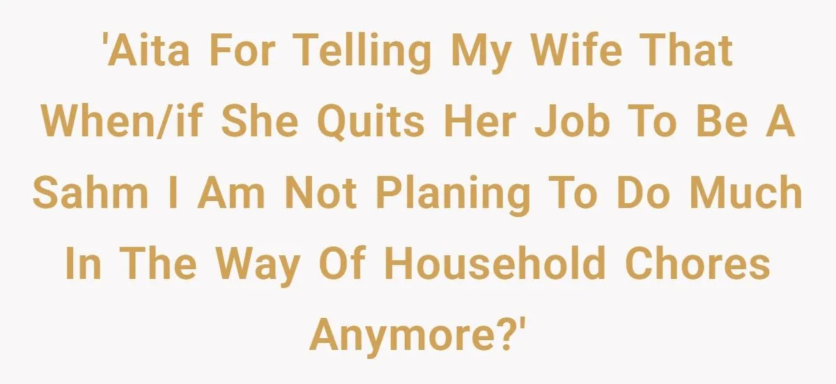 Husband Refuses 50/50 Chores If Wife Quits Job To Stay Home With Kids Generated by Aubtu.biz