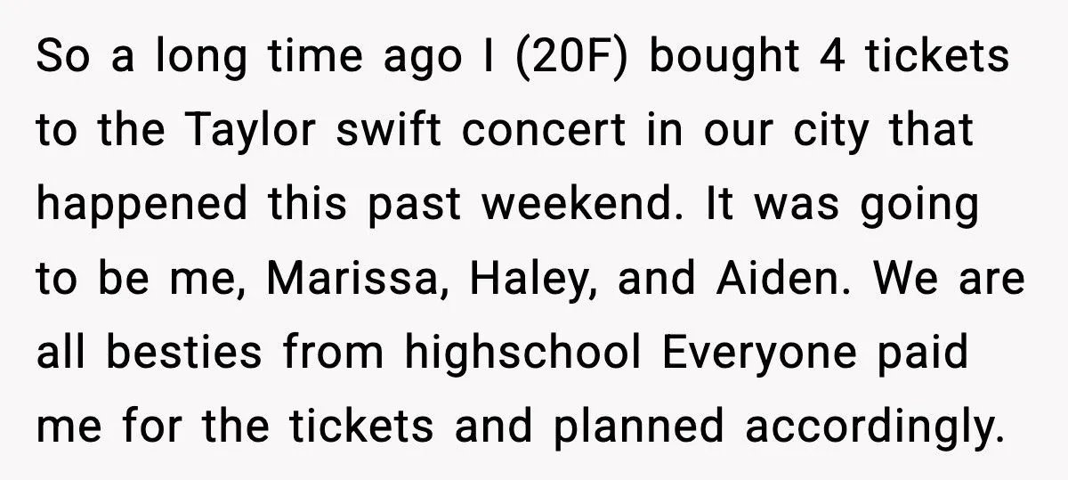 Woman Gives Her Sister Friend’s Taylor Swift Ticket And Leaves Without Her