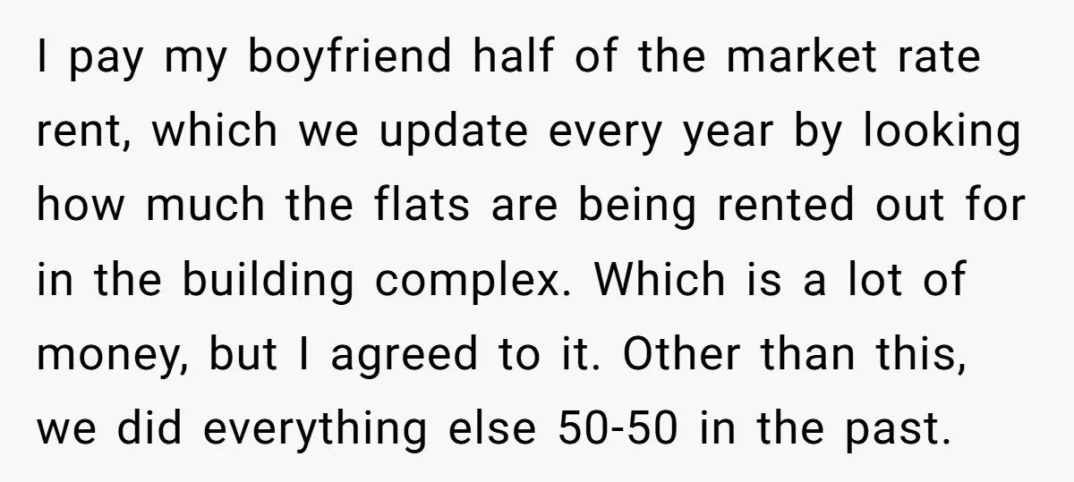 Greedy Boyfriend Shames Girlfriend for Pay Raise, Demands More Rent in His Paid-Off Flat shorter, catchier title
