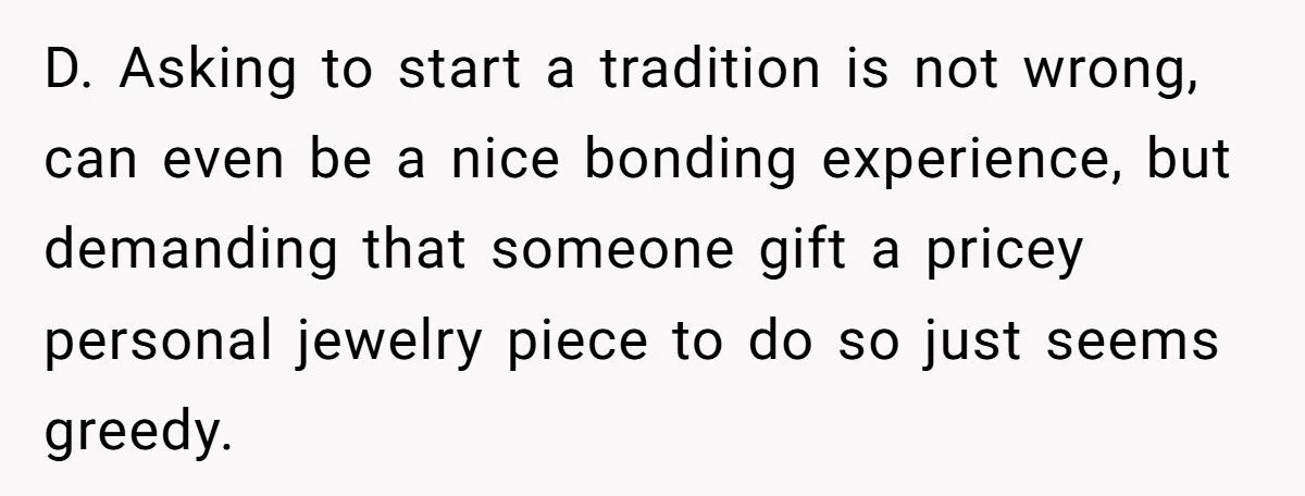 Heirloom Havoc: Was Refusing To Hand Over a Treasured Ring To Daughter-In-Law Justified Or Harsh?
