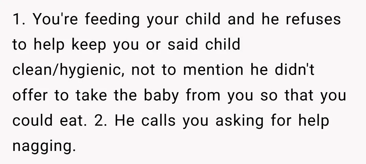 Her Husband Refused to Grab a Napkin While She Struggled With Their Baby - Now She’s Questioning Everything
