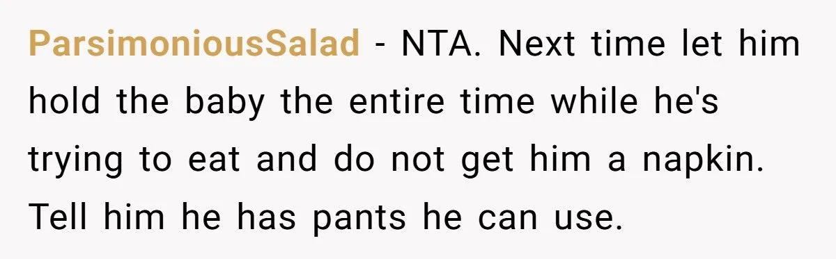 Her Husband Refused to Grab a Napkin While She Struggled With Their Baby - Now She’s Questioning Everything